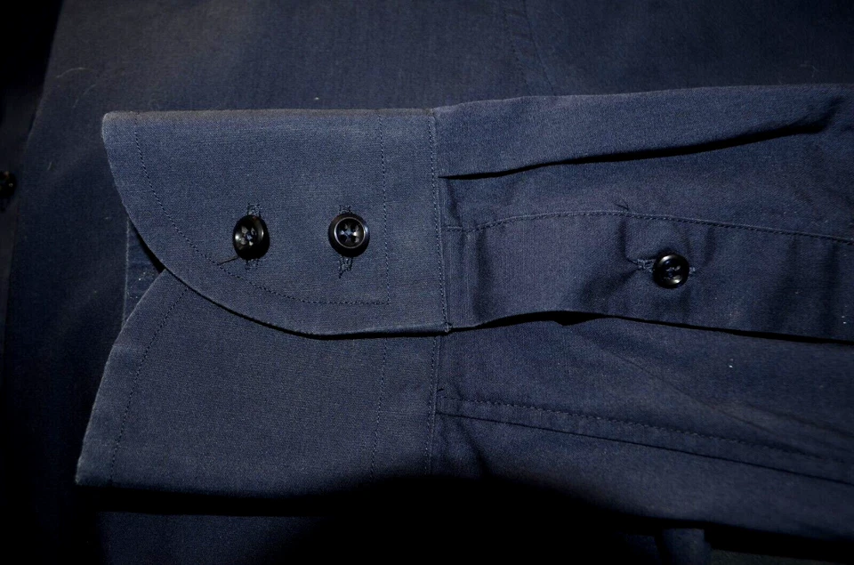 STEPHEN WILLIAMS LONDON SMART BESPOKE MADE NAVY COTTON SHIRT UK 16.5 EU 42 - Image 4 of 4