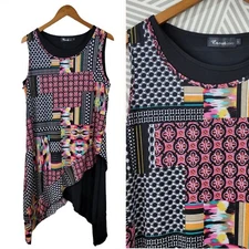 Creation Dress size Large Stretch Slinky Travel Knit Asymmetric Layered art wear