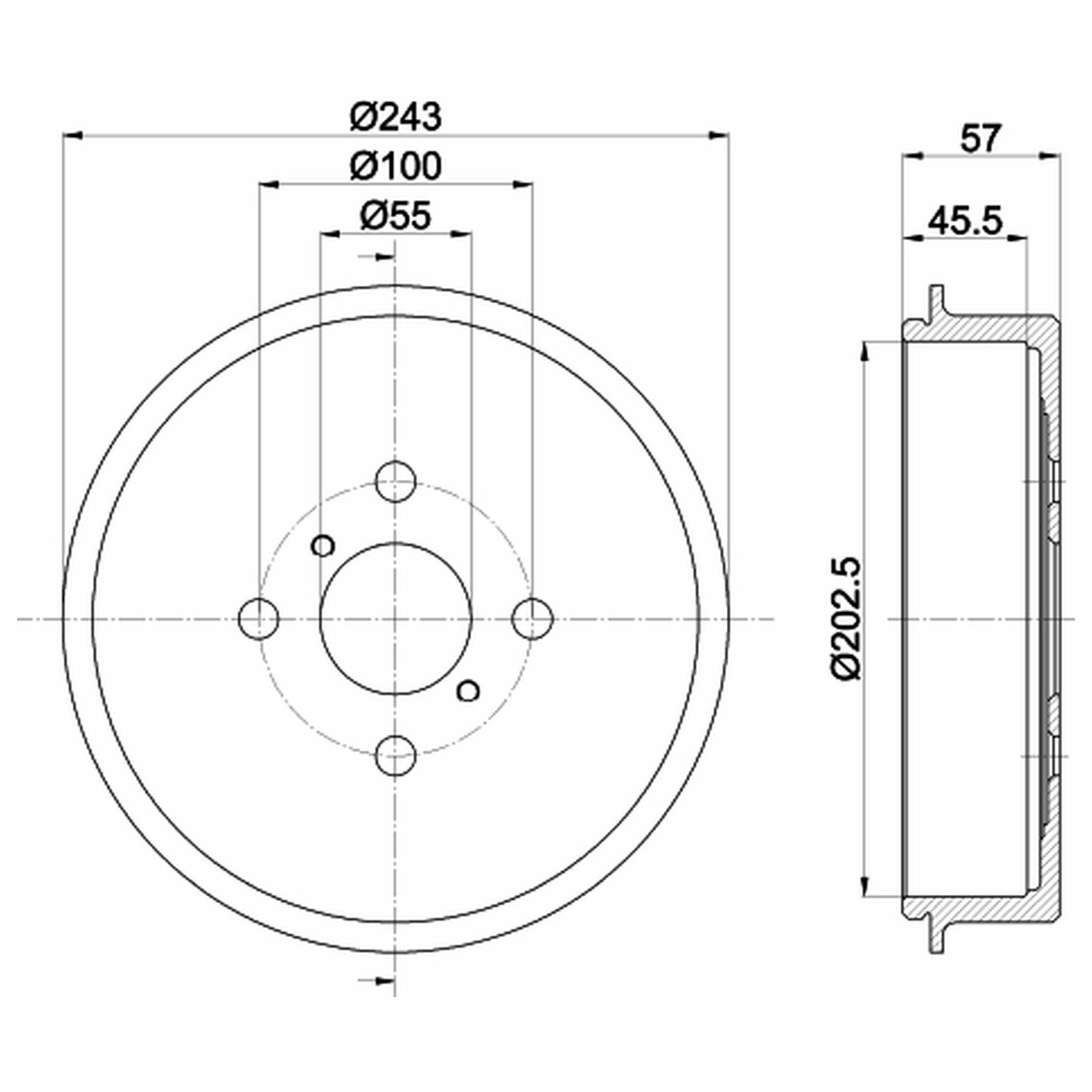 2x Mintex MBD404 Rear 203mm Brake Drums Fits Toyota Yaris Daihatsu Charade - Image 3