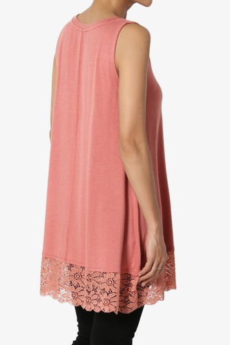 TheMogan Sleeveless / Short Sleeve Floral Lace Hem Stretch Jersey Tunic Top - 第 11/127 張圖片