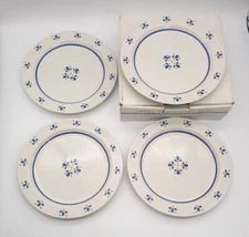 Vintage Avon Stoneware Fresh Flowers Dessert Salad Plate Set of 4 in Box