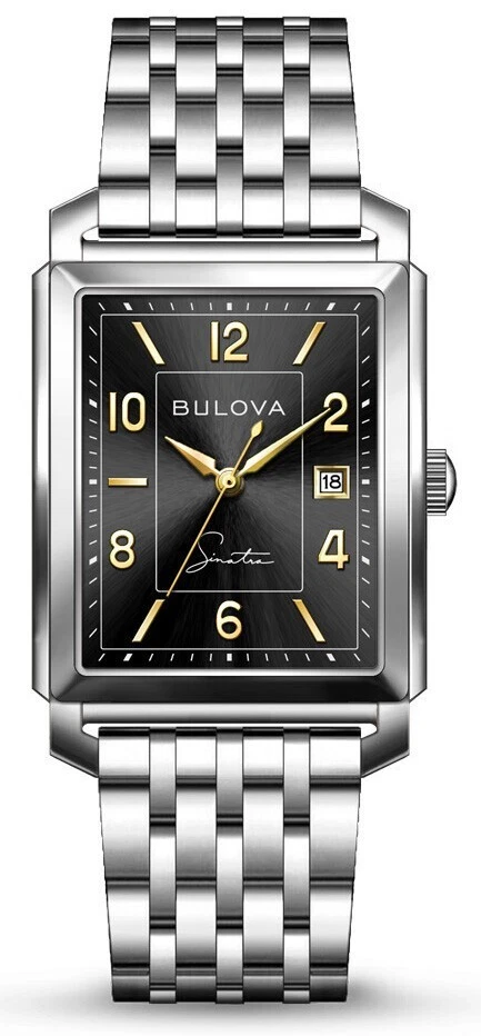 Bulova Men's Frank Sinatra Quartz Silver Date Stainless Steel Watch 30MM 96B399