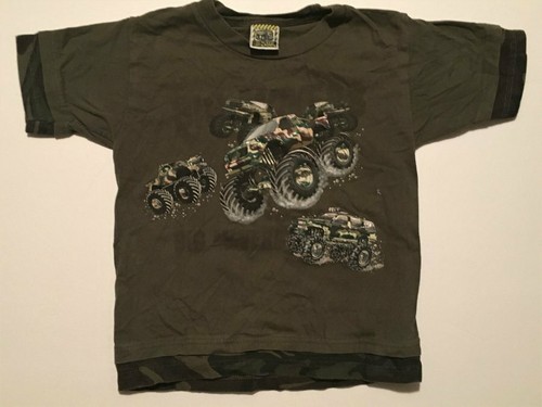 BIG MOVERS Boys' Monster Trucks Camouflage SSl Shirt ~ Sz 5/6