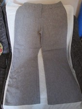 Per Una  Marks & Spencer Ladies Grey Linen Mix Wide Leg Trousers UK 12 R VGC