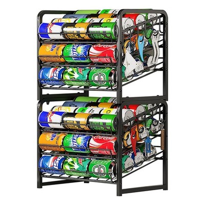 6-Tier Stackable Soda Can Rack Organizer for Pantry, Adjustable Can Dispenser...