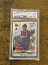 2020-21 Topps Merlin Chrome UCL Pedri Atomic Refractor #89 RC /250 PSA 9 MINT