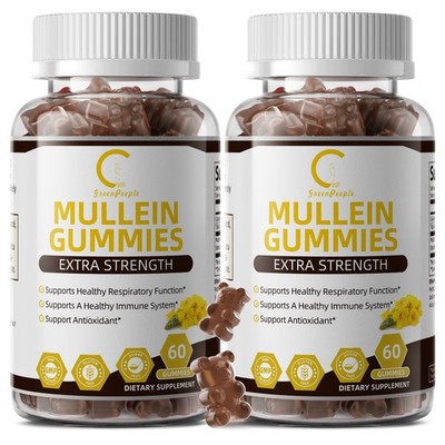 120 Count Mullein Gummies for Lung Cleanse Extra Strength Mullein Leaf Extract