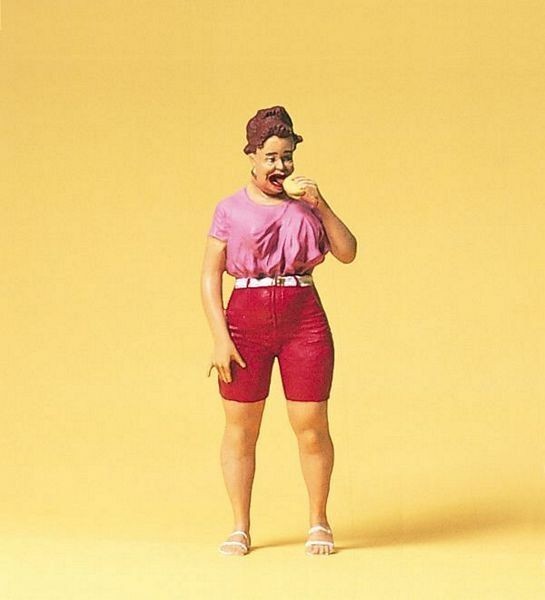 Preiser 45502 G Scale Pedestrians Woman w/Hot Dog