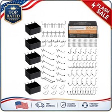 120PCS Pegboard Accessories Organizer Kit, Peg Board Hooks Assortment with Bins