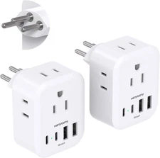 2 Pack Switzerland Travel Plug Adapter, HANYCONY Type J Power Adapter with 4... 
