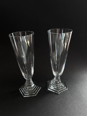 SET 2 BACCARAT France ''ORSAY'' French Crystal 7'' Toasting Champagne Flute Goblets