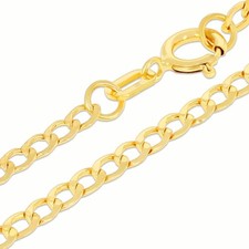 14K Oro Giallo 2mm Italiano Cubano Barbazzale Catena Collana Uomo Donna 40.6cm-