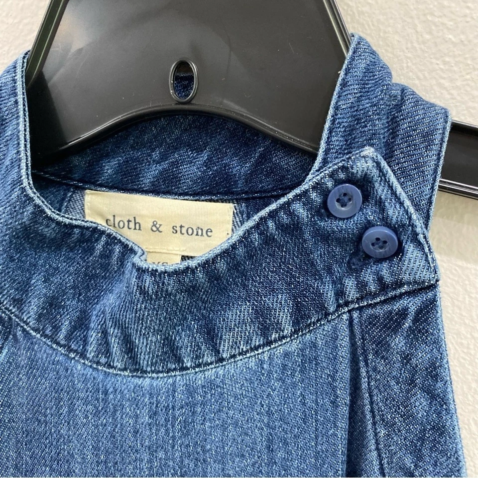 Anthropologie Cloth & Stone Denim Halter Jumpsuit Size XS Chambray Romper - Image 4 of 4