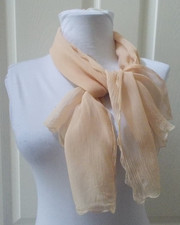 Lot of 2 Sheer Beige Scalloped Edge Ladies Scarf