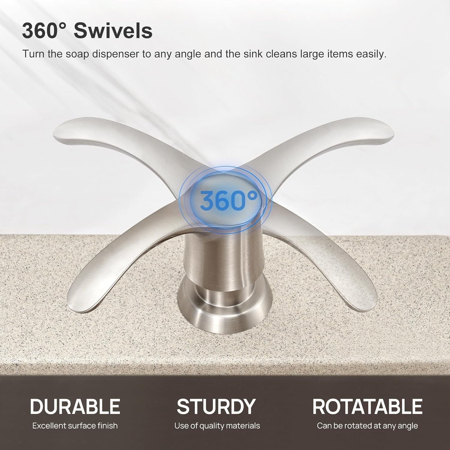 GAGALIFE Kitchen Sink Soap Dispenser with Large Bottle Brushed Nickel 