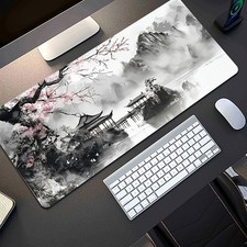 XL Extended Japanese Watercolor Cherry Blossom Mouse Pad  Keyboard Desk Mat wit