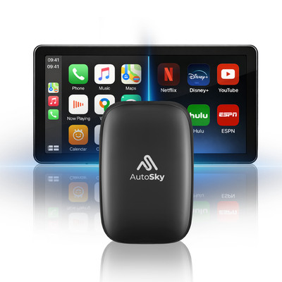 AutoSky AI Box Flex   Kabelloses CarPlay & Android Auto, Disney+, Prime Video