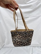 Borsa a tracolla leopardata stampa animalier borsello beige cinghie foderate zip tasche interne