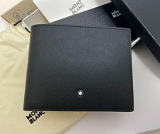 Montblanc Mens Black Leather Wallet 6CC Card Holder Bifold NIB Luxury New