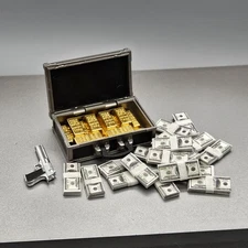 1/12 Toy Briefcase US Money Cash Bills Gold Bars for 6" Figma SHF Nota Figure