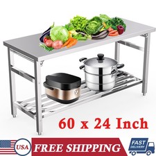 60x24 Inch Commercial Workbench Stainless Steel Folding Kitchen Table Prep Table