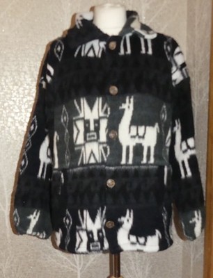 TEJIDOS SAN JOSE ECUADOR REINE WOLLE LAMA MOTIV CARDIGAN JACKE EINHEITSGRÖSSE