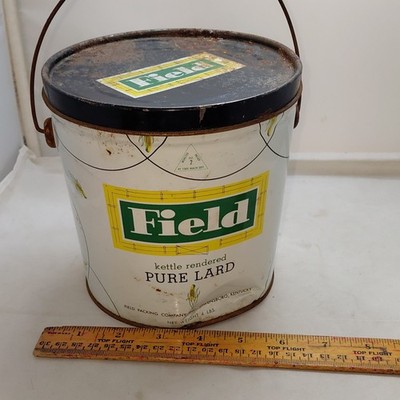 Vintage Field Pure Lard Metal Bucket Advertising Tin Owensboro