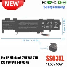   SS03XL SS03 Battery For HP EliteBook 735 745 755 830 836 840 846 G5 G6 50wh