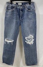 Agolde Women Blue Distressed Straight Jeans Size 31 NWT