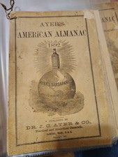 Ayer's American Almanac 1892  sold as is