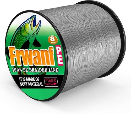NEW Frwanf 8-Strand Braided PE Fishing Line 1000m Size 2 Gray for Freshwater - Image 2