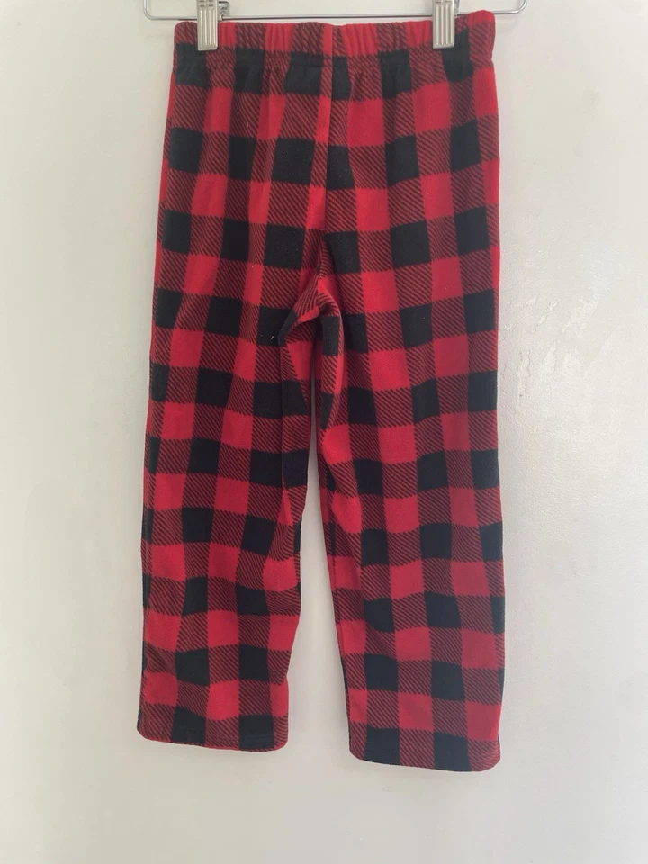 Carter's Kids Boy Girl Buffalo Plaid Cozy Fleece Elastic Pull On PJ Pants Red 6 - Image 3 of 4