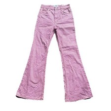 Cotton On Women’s Jeans Sz 10 Retro Pink Orange Print Hippy Boho EUC