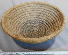 Antique basket rye grass ash splint Amish Pennsylvania coiled hand made 19th c.