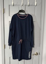 Tommy Hilfiger Sweatshirt Dress Women’s Large Navy Logo Drawst