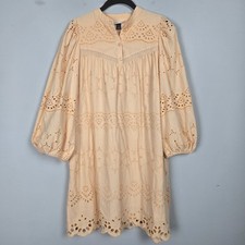 Universal Thread Womens Eyelet Embroidered Midi Dress Size M Coral Boho Peasant