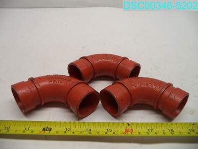 QTY=3:VICTAULIC 90 Degree Elbow 1-1/4'' 42.4 mm LPCB No.10 Orange Fitting Adapter