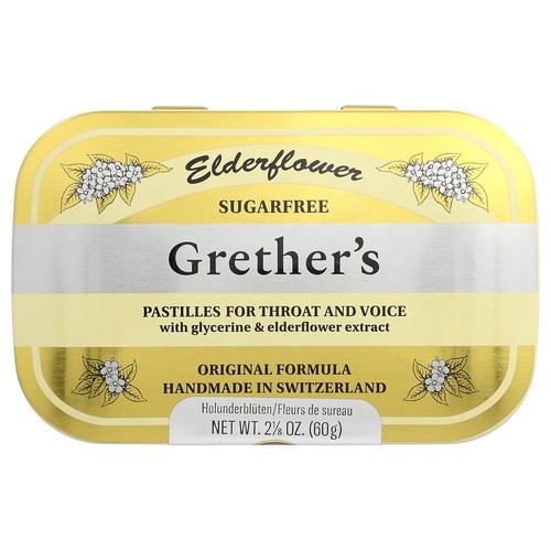 For Throat and Voice, Sugar Free, Elderflower, 24 Pastilles