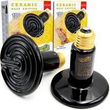 Ceramic Heat Emitter, 2-Pack 100W, Reptile Heat Lamp Bulbs, Ceramic Heating B...