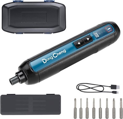 DongCheng 4V Cordless Electric Screwdriver, 2000mAh Battery Powered Black 