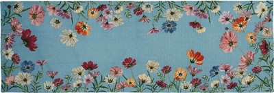 SANDER Cosmea  Gobelin-Tischläufer Läufer Tischband Blumen 32x96 cm blue shadow