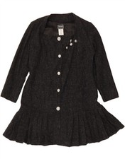 VERSACE Womens Long Sleeve Pleated Drop Waist Dress IT 46 Large Black Wool DF68