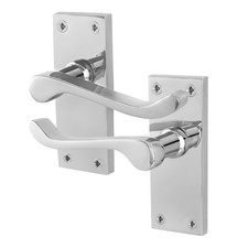 Chrome Victorian Scroll Door Handles Internal, Bathroom, Latch, Lock Lever Sets