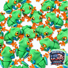 Lot 25 Articulated Frog Toy Mini 3D Printed Tree Frog Fidget Desk Pet - 1.25"