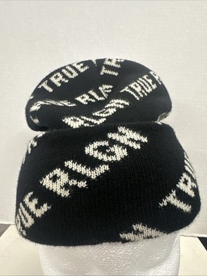 True Religion Brand Beanie Black W/ White Script | eBay