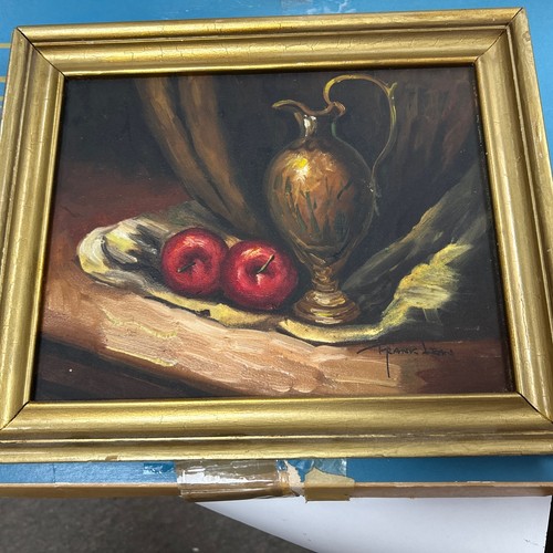 Vintage framed original still life oil painting on board Signed Frank Le... - Picture 3 of 8