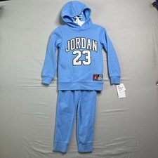 Jordan 2 Piece Sweatsuit Boys Size 6 Blue Hoodie and Joggers Retro 23 UNC NWTs