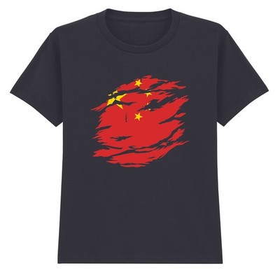 Distressed China Flagge China Länder Unisex Kinder T-Shirt Patriotische Grafik Tee