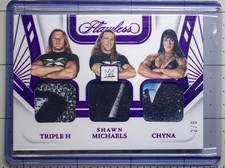 2024 Panini Flawless TRIPLE H SHAWN MICHAELS CHYNA Triple Patch AMETHYST 2/8 DX