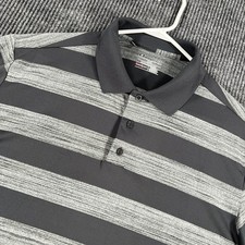 Under Armour Polo Shirt Mens XL Extra Large Gray Striped Heat Gear Loose Fit